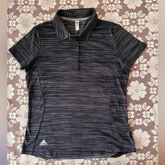 Adidas Golf Polo Short sleeve Space-dyed black & white grey shirt top Size Small - Picture 12 of 12